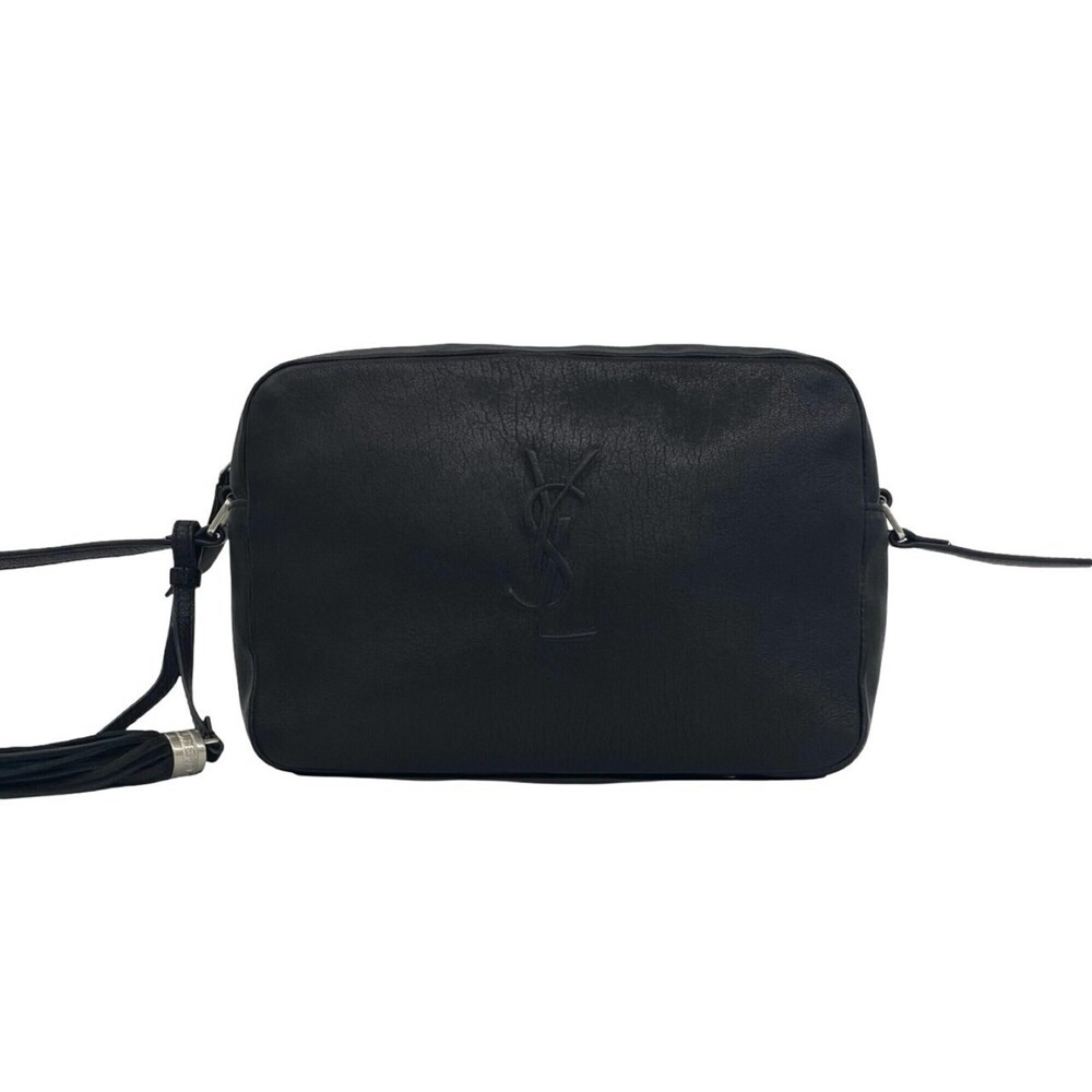 YVES SAINT LAURENT YSL Cassandra Logo Leather Black Shoulder Bag 31578